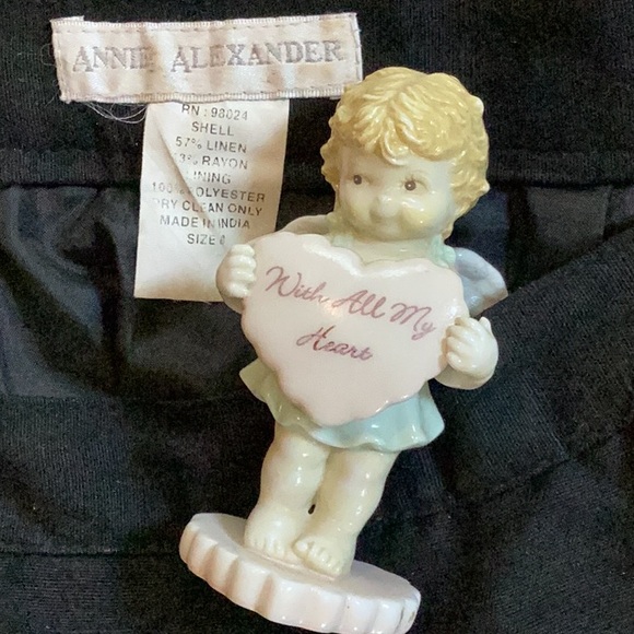 LINEN  Vintage 13” High Waist BLACK  Pants Side Zip Black Sz 8  Annie ALEXANDER - Picture 4 of 14